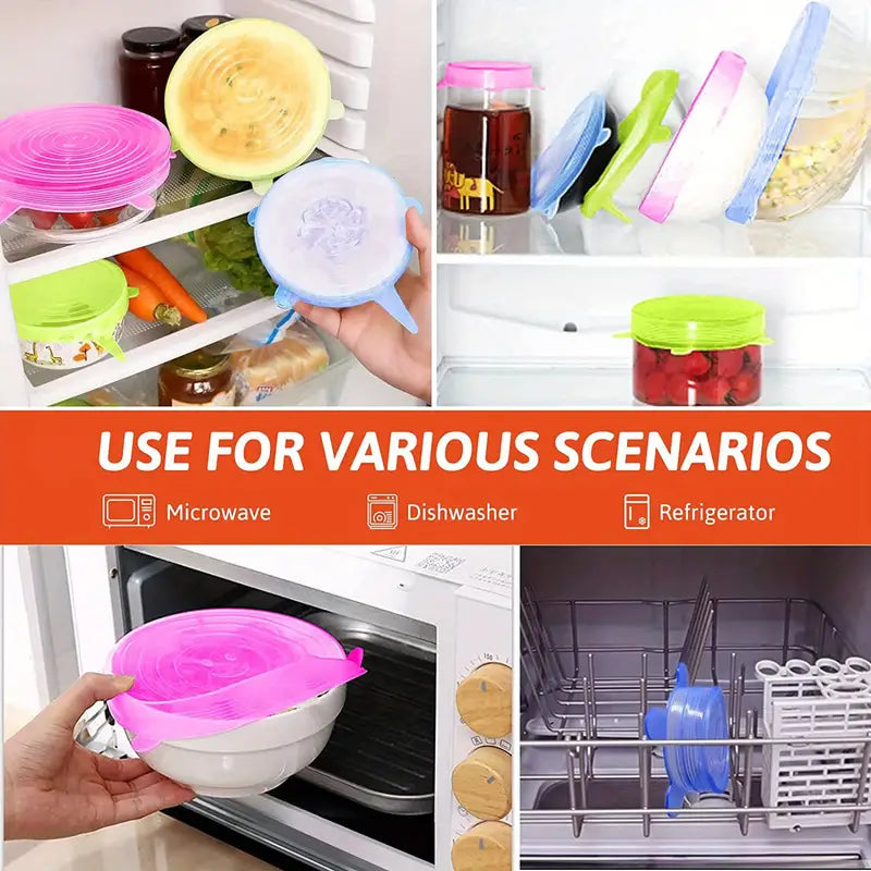 SnugSeal™ Silicone Stretch Lids (6-Piece Set) NestWell