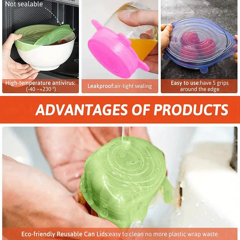 SnugSeal™ Silicone Stretch Lids (6-Piece Set) NestWell